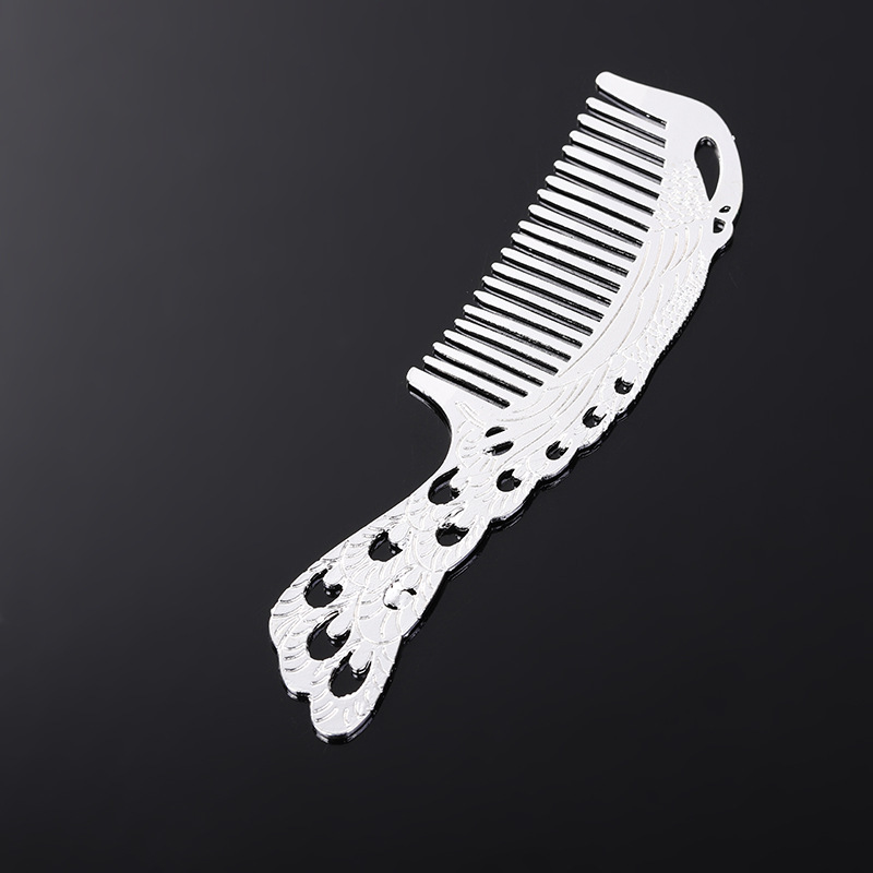 地摊景区热卖高档镀银核子时尚精美节日银梳子礼品流行合金银梳子