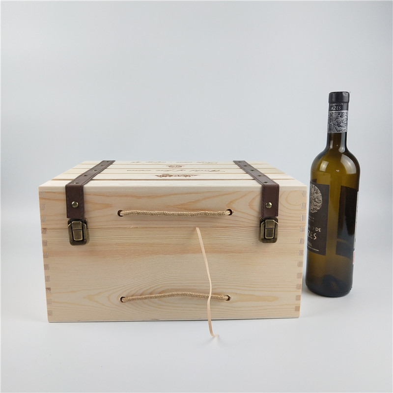 六支红酒木盒现货镂空皮条木制包装盒做酒盒通用加大红酒礼盒