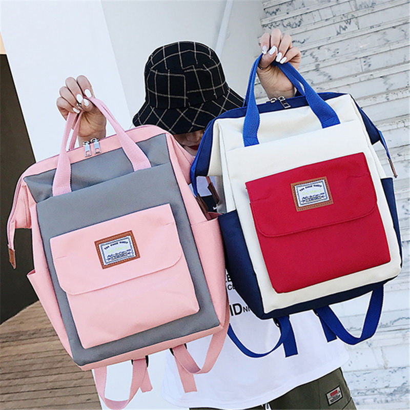 Korean Style Versatile Contrast Color Women's Backpack Early High School and College Student Backpack Ins Super Popular Large Capacity Men's Schoolbag