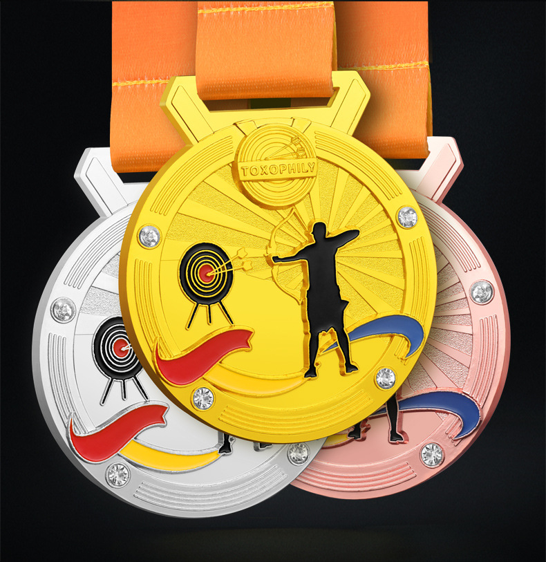 原创设计大业品牌射箭比赛奖牌定制金属新款高端射击剑术运动金牌