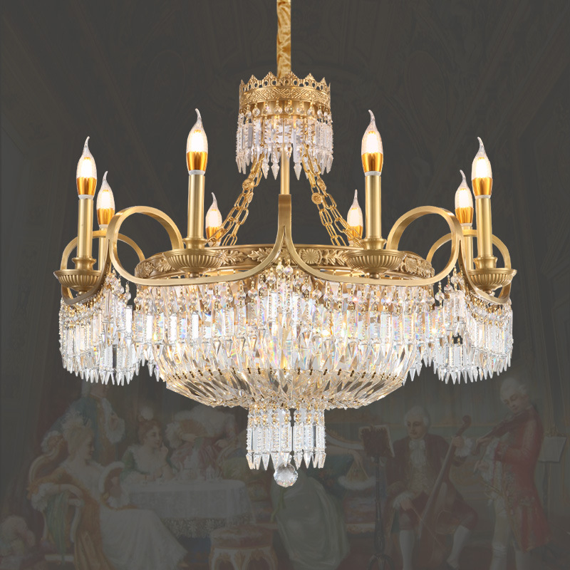 法式客厅水晶吊灯欧式奢华卧室灯餐厅灯饰全铜大气样板房别墅灯具