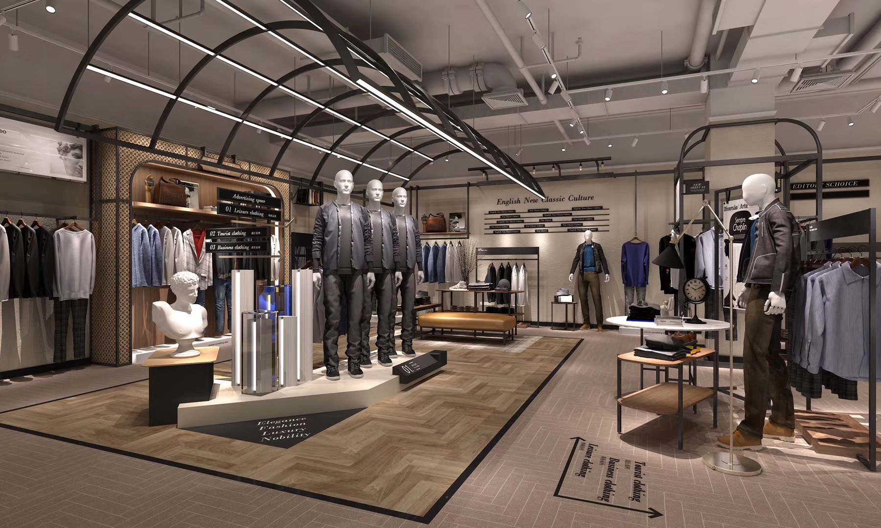 高档服装专卖店装修服装展示柜设计服装展柜定做服装货柜效果