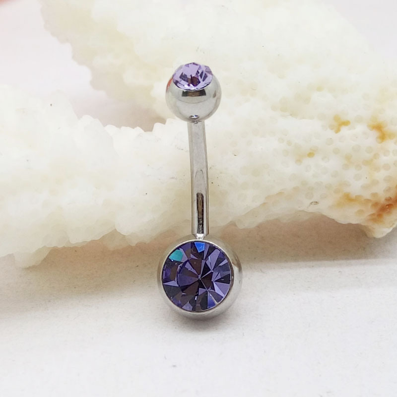 脐环925纯银肚脐扣双头钻简单款粗针刚打孔带的养洞肚脐环肚脐钉