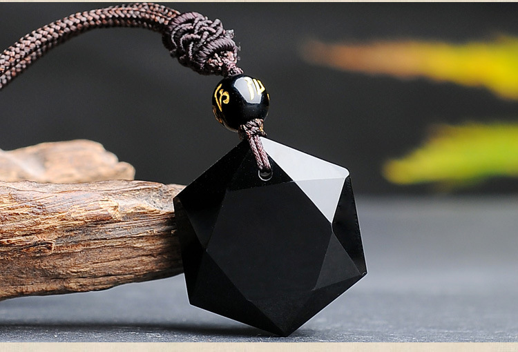 黑曜石六芒星吊坠项链男女士挂件 男女吊坠厂家供应