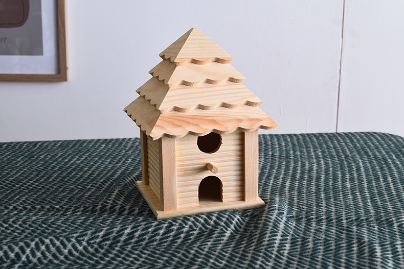 木质鸟窝工艺品定制创意手工松木鸟屋礼品家居摆件木制工艺礼品