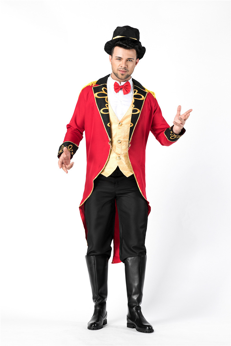 2018年新款欧美男装马戏团小丑驯兽师燕尾服游戏制服角色扮演服装