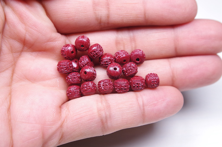 天然朱砂紫金砂帝王砂小回纹珠圆珠挂件吊坠背云散珠佛头手链配件