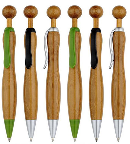 zz竹子球笔竹竿弧度弯曲葫芦圆珠笔带小圆球按帽广告礼品笔订制品