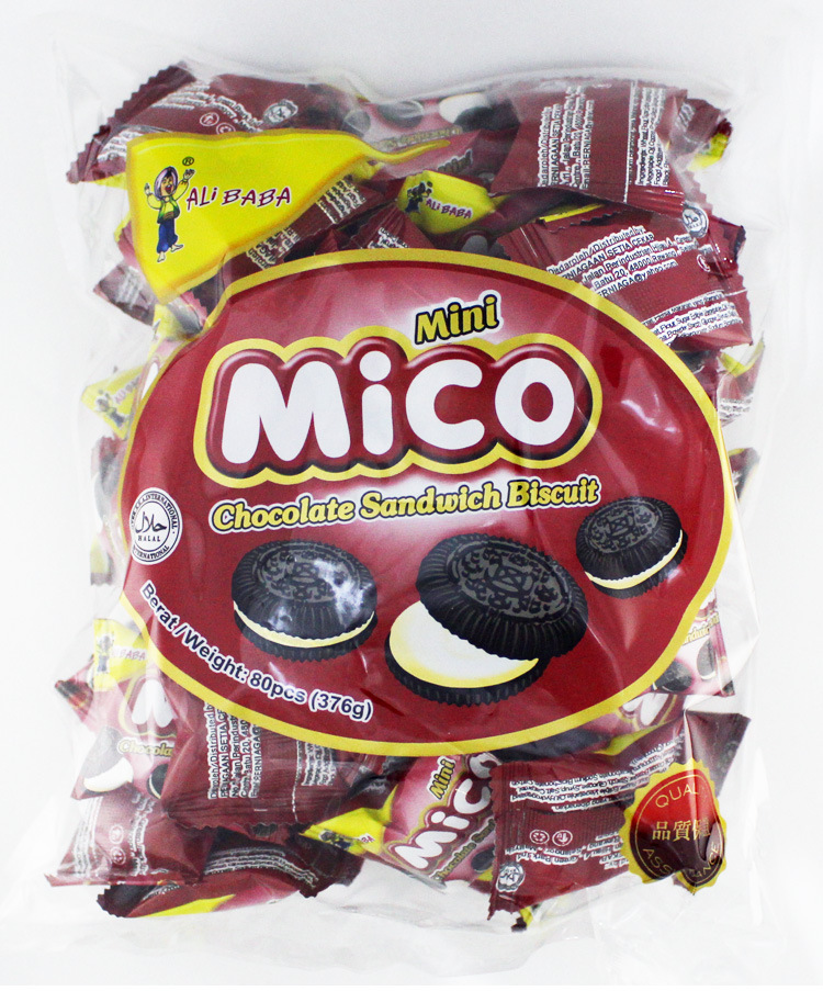 马来西亚进口零食 mico阿里巴巴小黑饼奶油夹心饼干376g*4袋 包邮