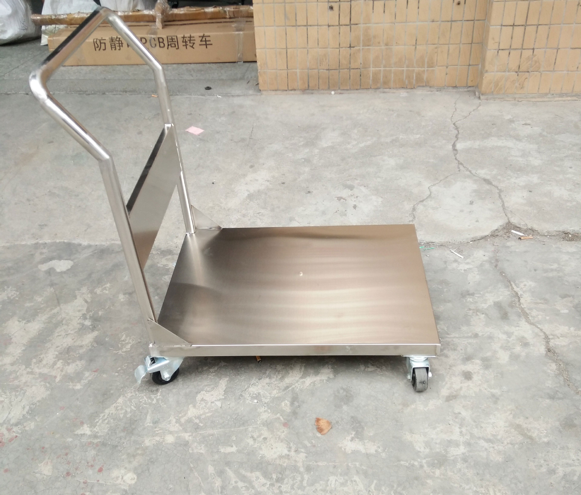 广东东莞厂家304不锈钢单层平板手推车防静电推车仓储物流防漏