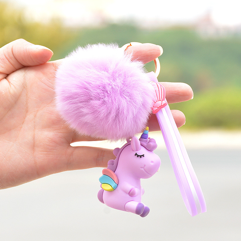 Autumn and Winter Cute Unicorn Plush Cartoon Doll Keychain Student Bag Key Ornament Creative Gifts Wholesale