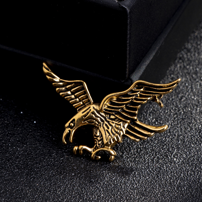 复古胸针美国老鹰徽章装饰原创图腾男士牛仔西装配饰金属动物别针