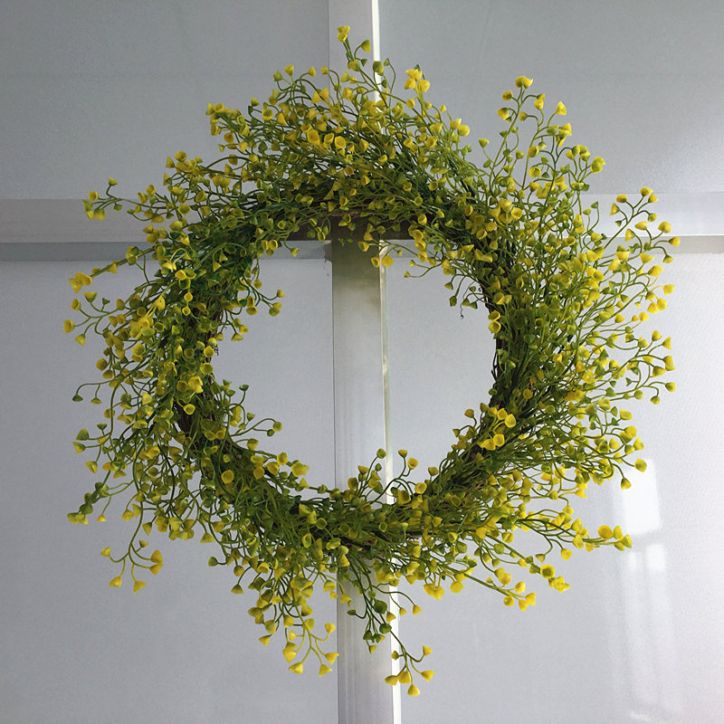美式仿真草环绿植塑料花环3色客厅门饰花圈尺寸可定制节日花环
