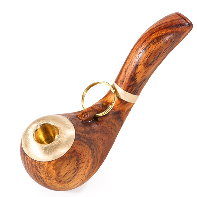 海南黄花梨迷你小号烟斗木质手把件全实木手工车钥匙挂件