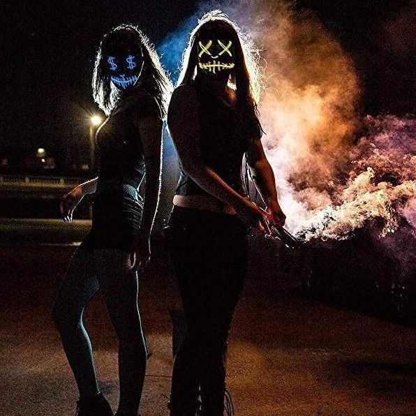 万圣节发光面具闪光血恐怖惊悚led面罩partymask骷髅头气氛道具