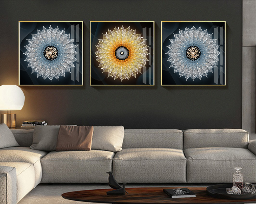 现代简约客厅装饰画创意组合三联画卧室挂画酒店墙面北欧玄关墙画