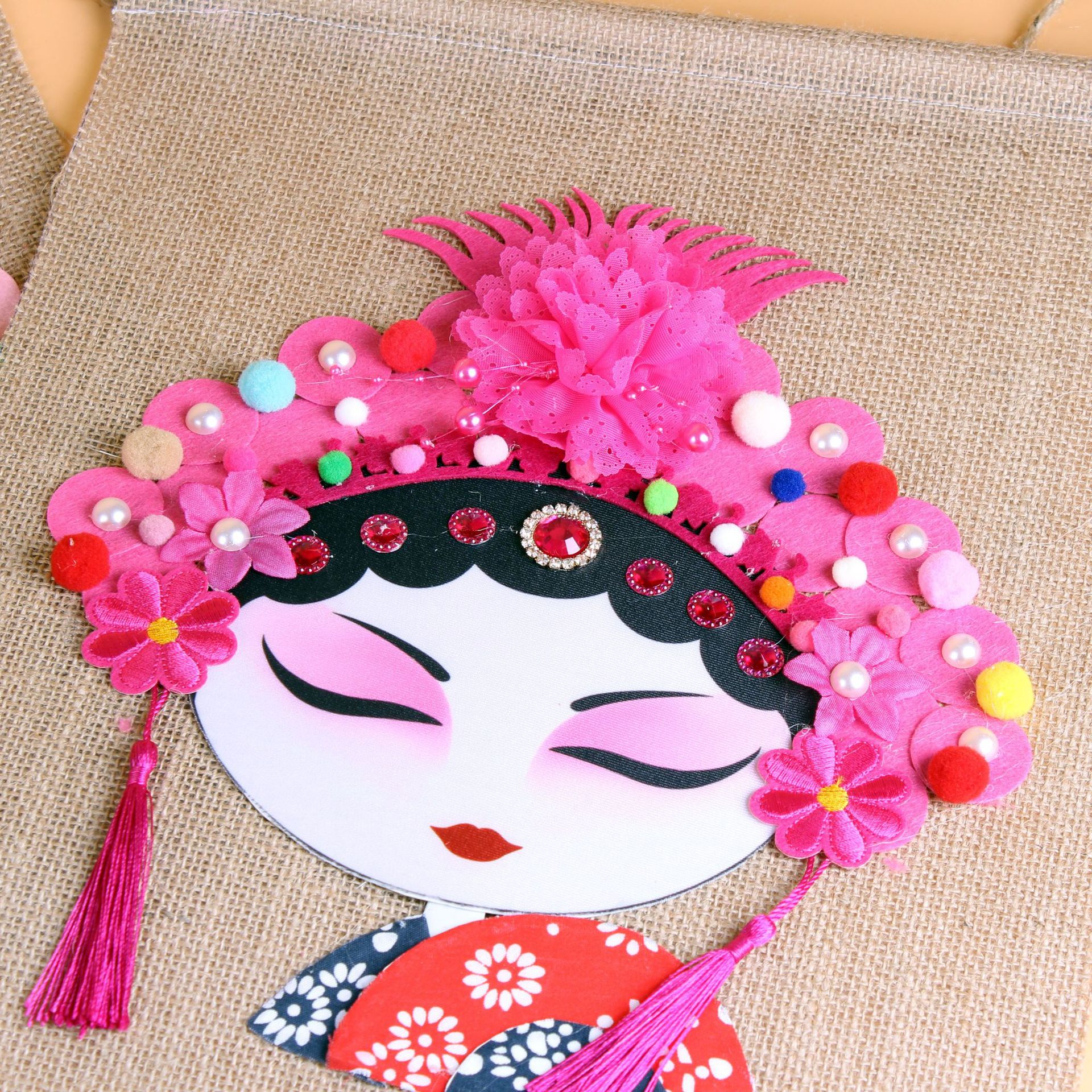 幼儿园儿童手工材料制作京剧花旦diy材料中国风益智玩具拼图玩具