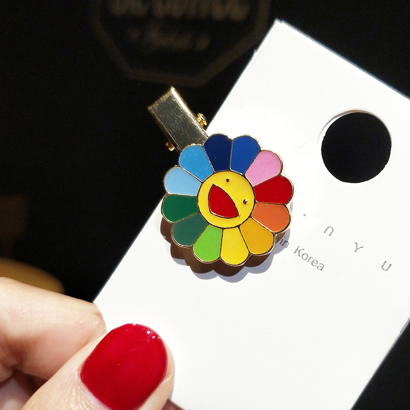 Huachenyu's Same Style Sunflower Brooch Pin Badge Japanese Cute Colorful Small Flower Drop Oil Alloy Bag Accessories