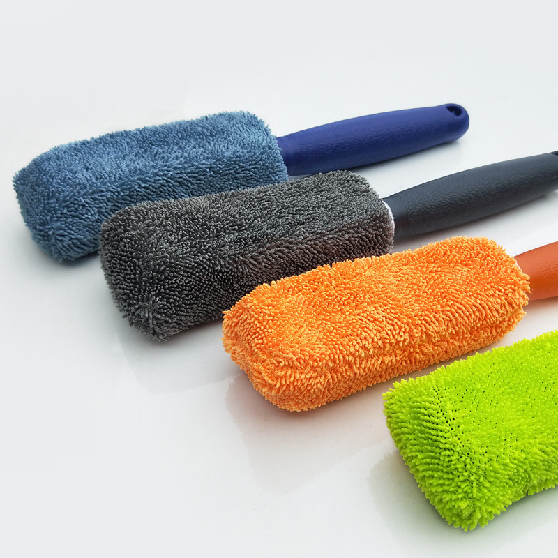 Microfiber Long Handle Tire Brush Beauty Car Wash Supplies Tools Cleaning Braid Cloth Tire Brush Hub Brush
