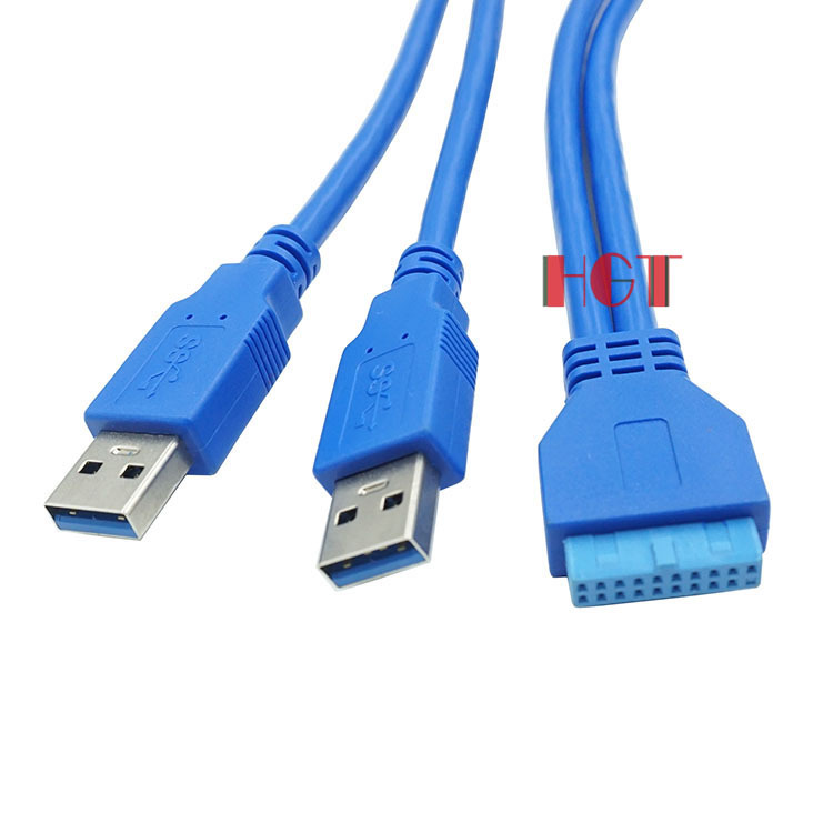 0公数据线电脑主板扩展20p接口机箱后置连接线 长度:30cm 颜色:蓝色