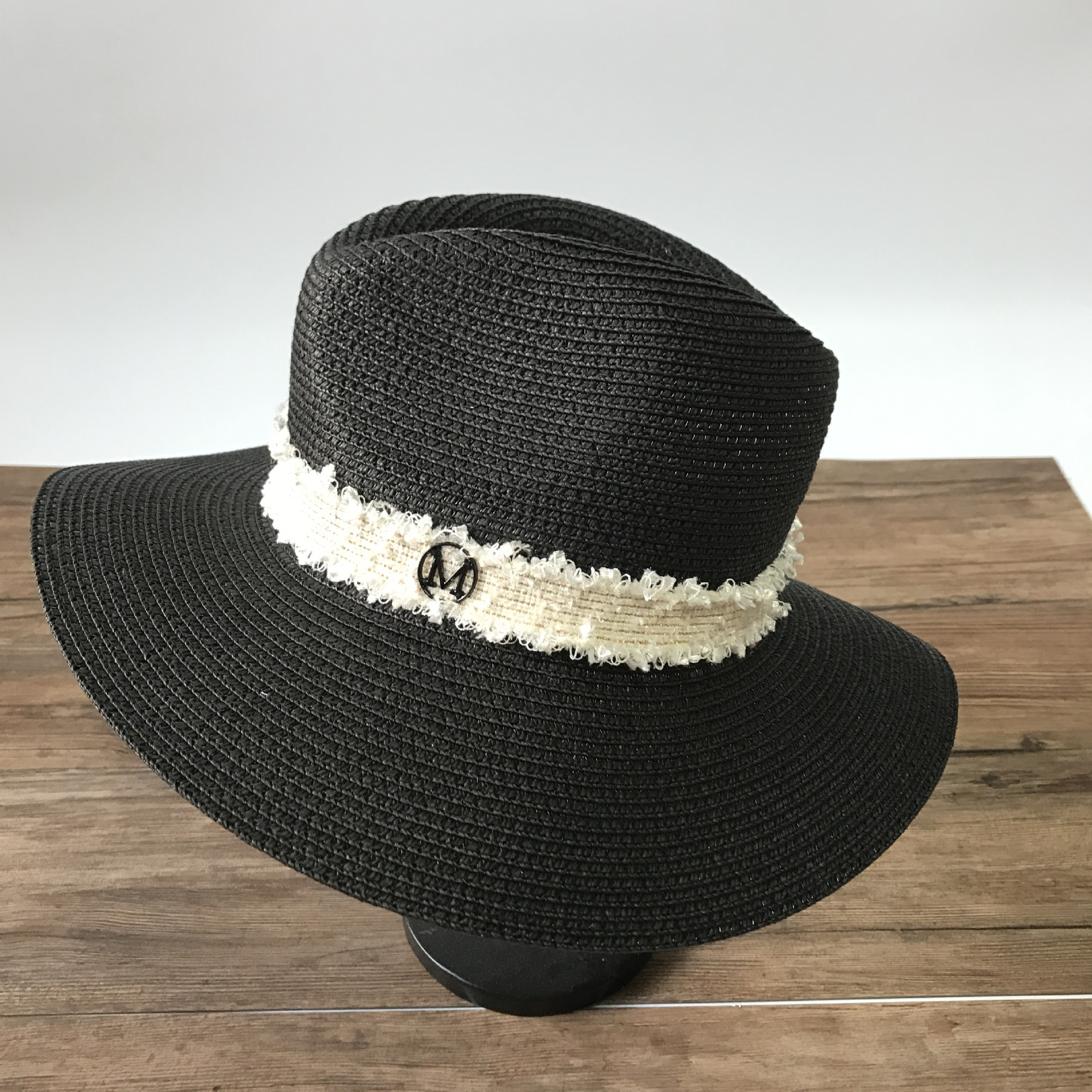 2019新春夏草帽子女韩国复古遮阳礼帽黑色宽檐英伦爵士帽韩版潮帽