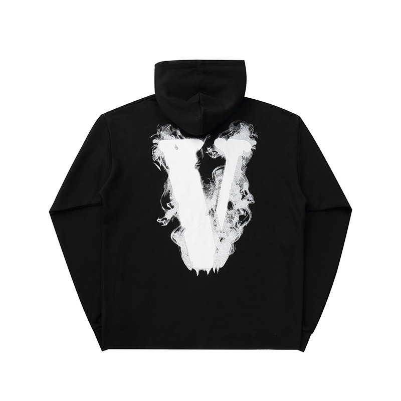 欧美潮牌vlone烟雾恶魔梵文天使翅膀大v印花卫衣男女百搭套头卫衣