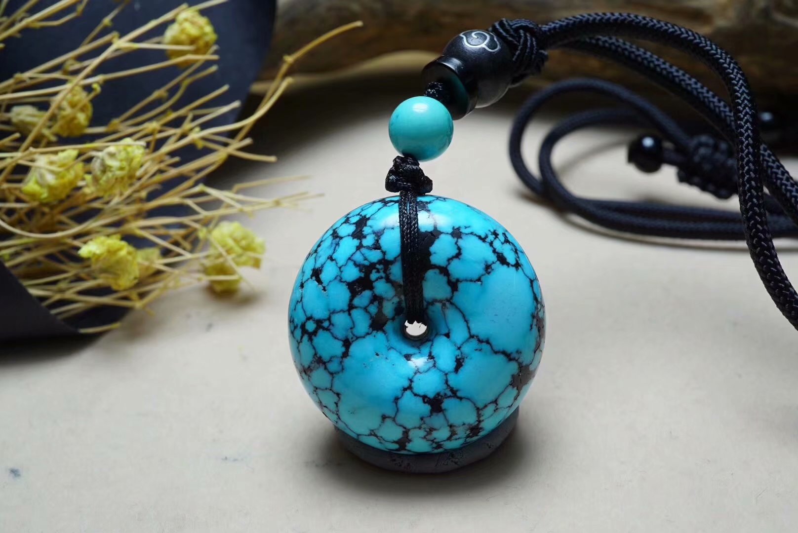 绿松石吊坠纯天然原矿高瓷绿水草纹平安扣项链 湖北十堰厂家批发