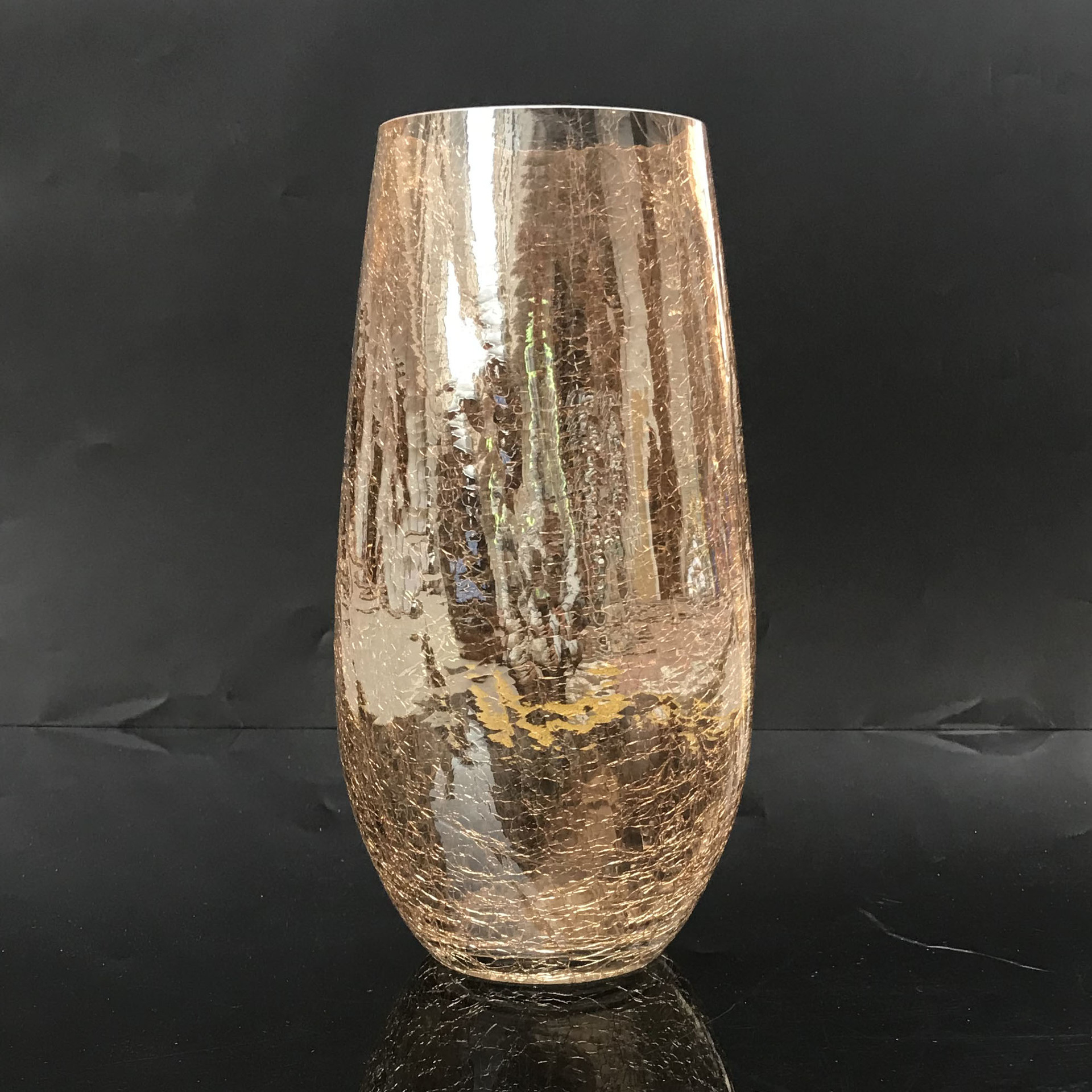 欧式简约电镀金色裂纹玻璃花瓶摆件客厅家居插花装饰品批发-阿里巴巴