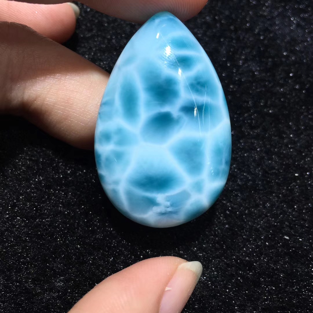 海纹石天空蓝满龟背纹大水滴吊坠挂件厂家批发