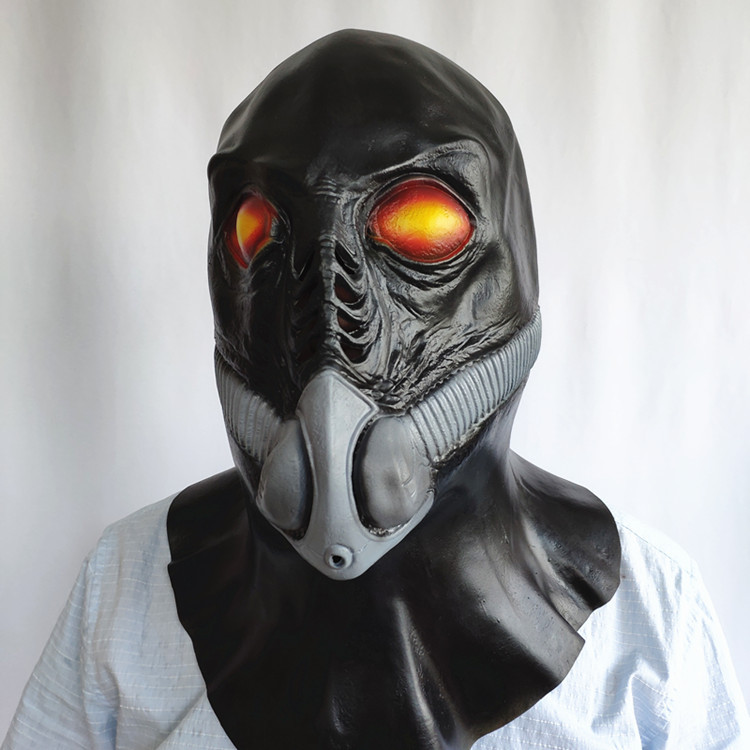 新黑色异形乳胶氧气罩外星人面具防护造型头套万圣节舞会面罩装扮