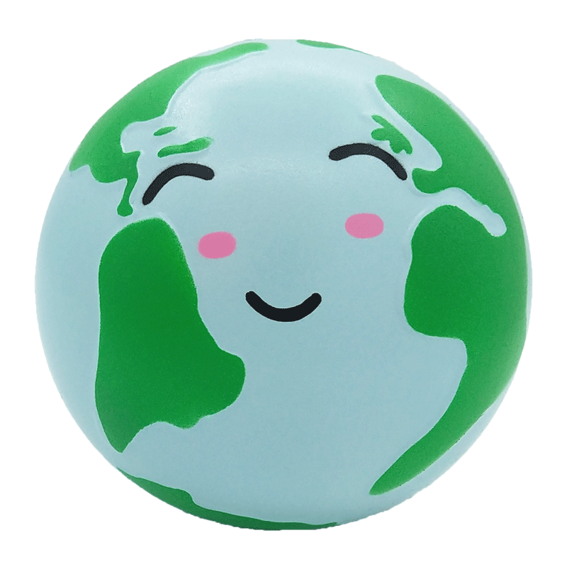 新款squishy慢回弹地球pu慢回弹圆球解压玩具仿真10cm笑脸地球