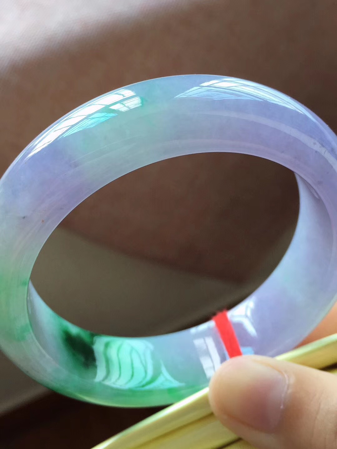 玉贵人翡翠天然翡翠a货正圈冰春彩手镯色彩缤纷条形宽版大气