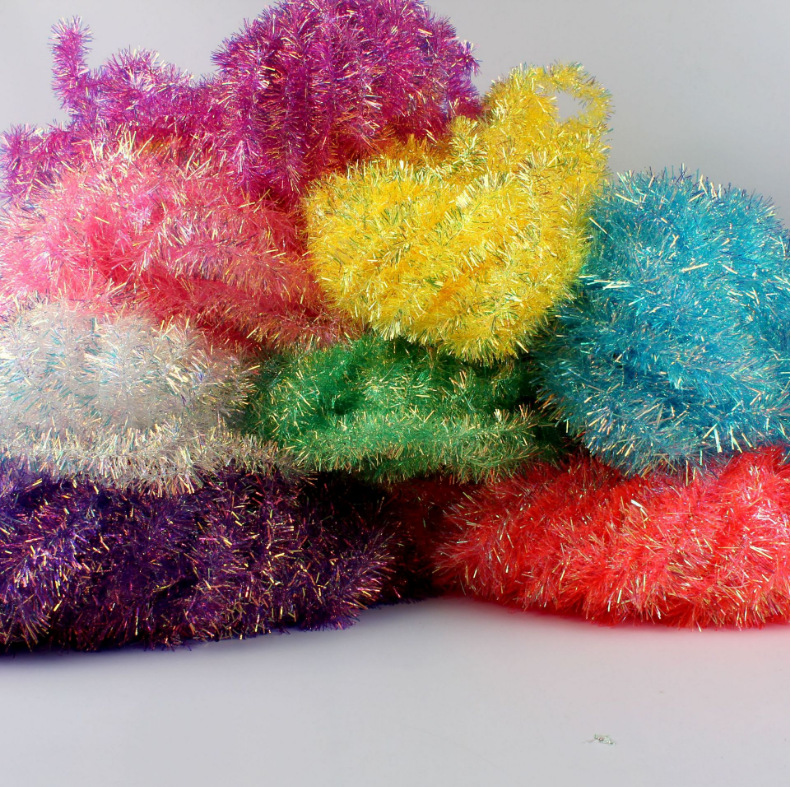 七彩透明毛条彩带彩条 圣诞婚礼装饰品工艺品七彩金丝材料配件