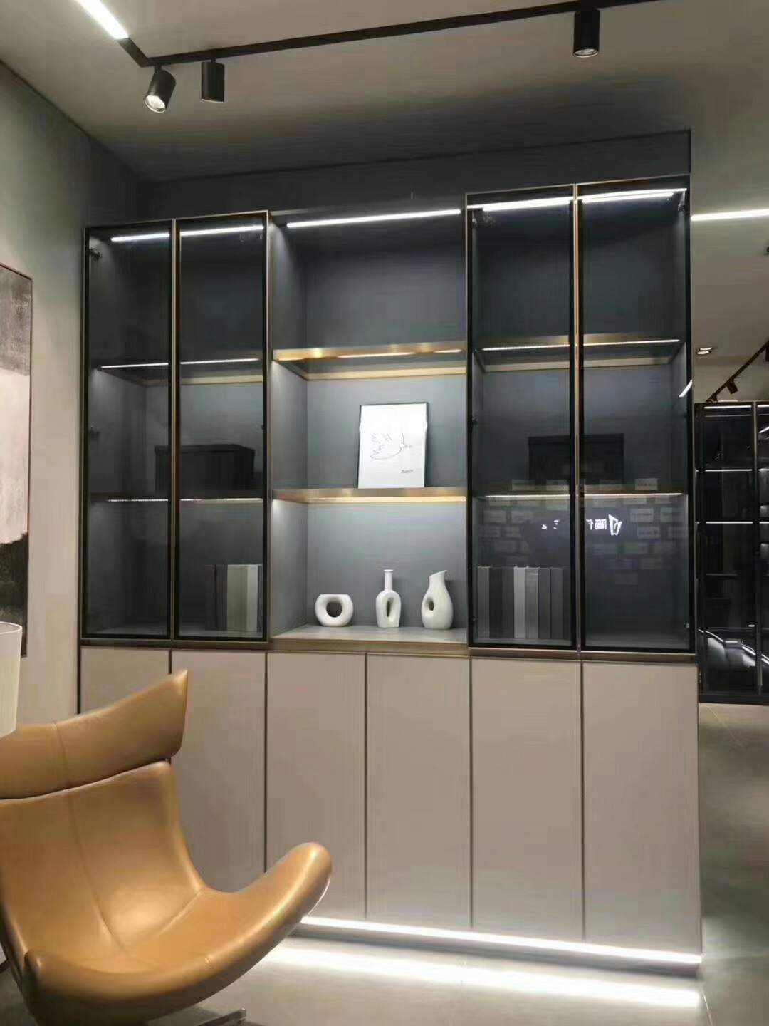 20极简玻璃门 铝合金极简衣柜玻璃门 铝框玻璃柜门 平开门定制