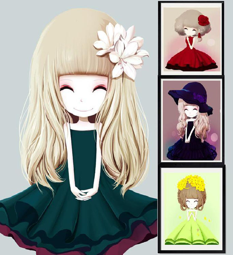 3成交3343套diy手制作卡通满钻凯蒂猫咪童钻石贴画带相框kt猫大小钻