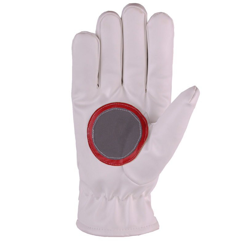 冬季路政指挥反光加厚保暖白皮手套字样定做