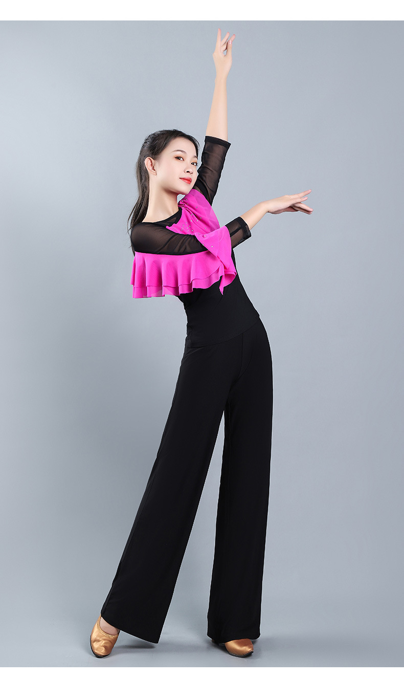 摩登舞裤新款女成人拉丁舞裤子时尚交谊舞裤百搭显瘦国标舞练习裤