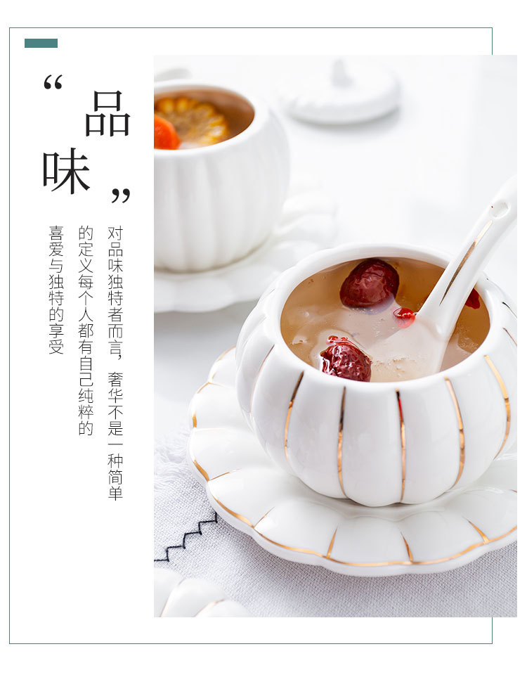 创意陶瓷南瓜盅蒸蛋盅纯白隔水炖罐迷你燕窝盅药膳盅汤盅带盖炖盅