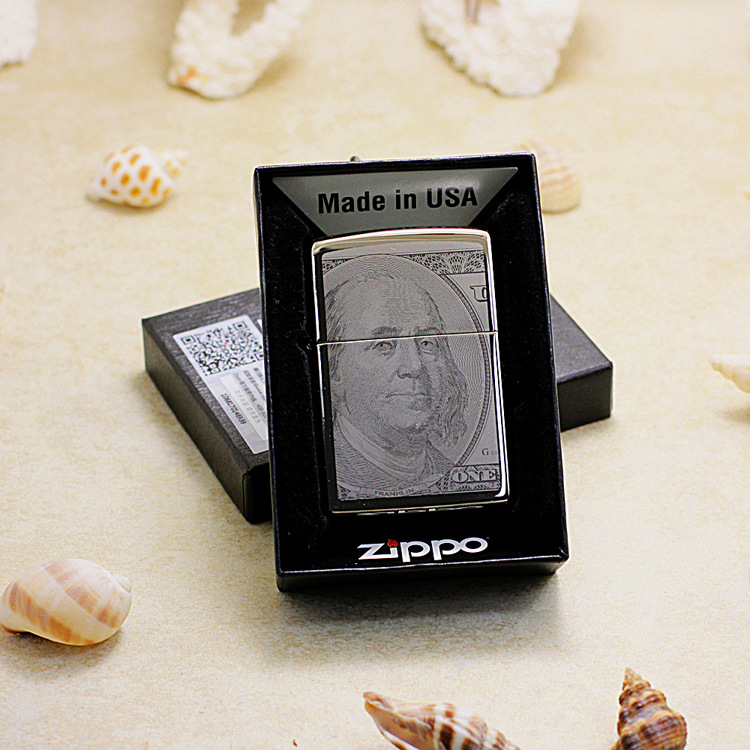 zippo打火机黑冰美元标志人头像49025