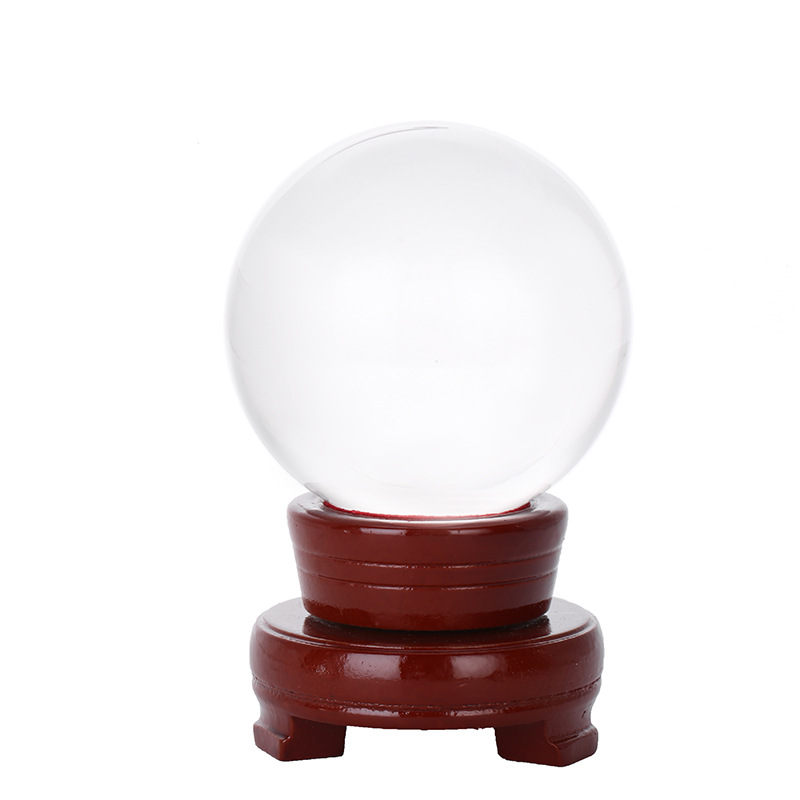 白水晶球透明圆球拍照摄影水晶球玻璃底座家居装饰客厅办公桌摆件