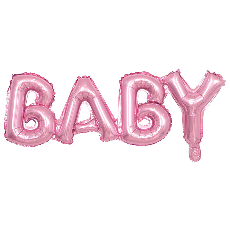 连体小号baby英文字母铝膜气球蓝色粉色宝宝铝箔气球儿童周岁装饰