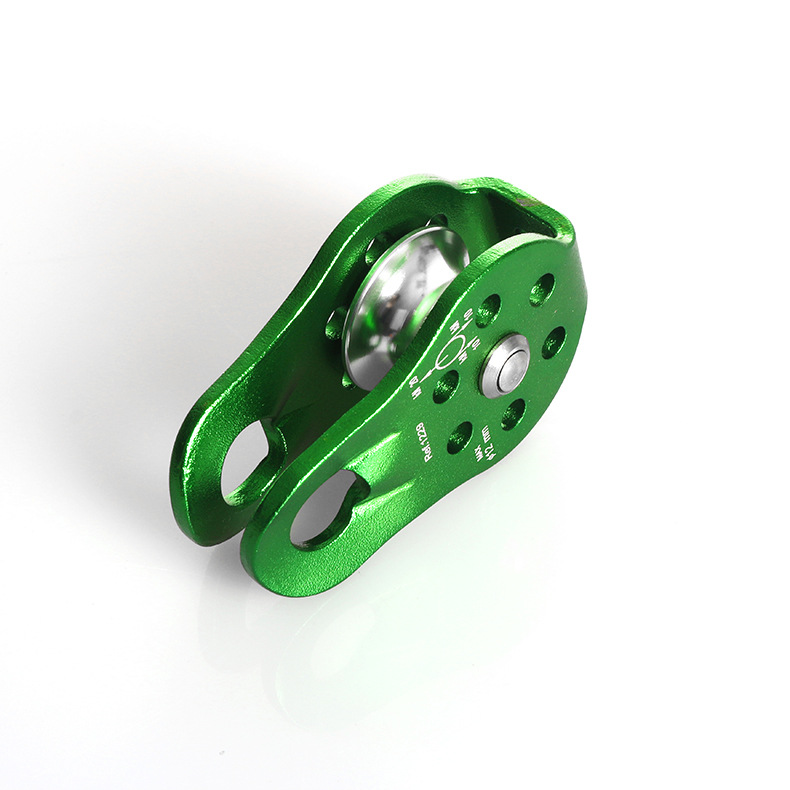 7075航空铝户外登山攀岩固定小单滑轮 逃生救援小滑轮横渡滑轮