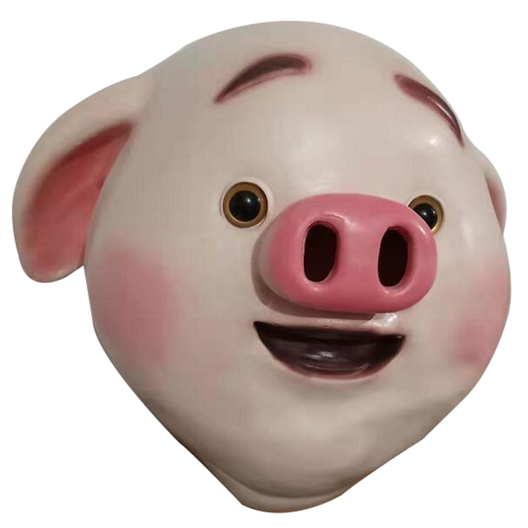 新野猪套面具猪小屁乳胶动物头套动漫卡通头套猪年会面具表演道具