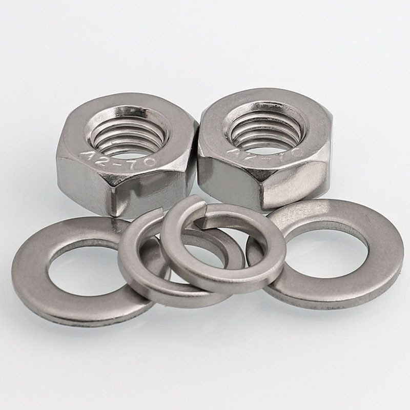304/201/316/316l不锈钢螺母六角螺帽平垫片弹垫套装m3m4m5m6m8