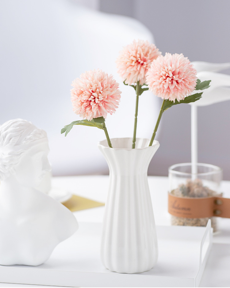 单头仿真花蒲公英小球菊花假花客厅盆栽插花婚庆装饰小刺球乒乓菊