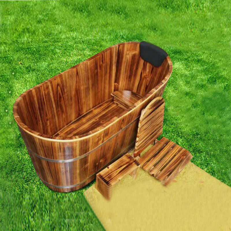 碳化洗澡用木质桶杉木木浴缸沐浴桶泡澡桶洗澡桶成人坐木浴盆批发