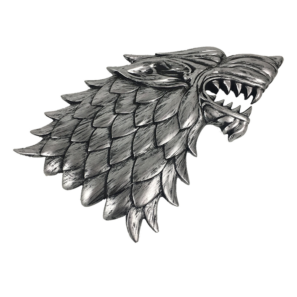 跨境一件代发权力的游戏冰原狼头壁挂动漫手办模型权利的游戏挂饰