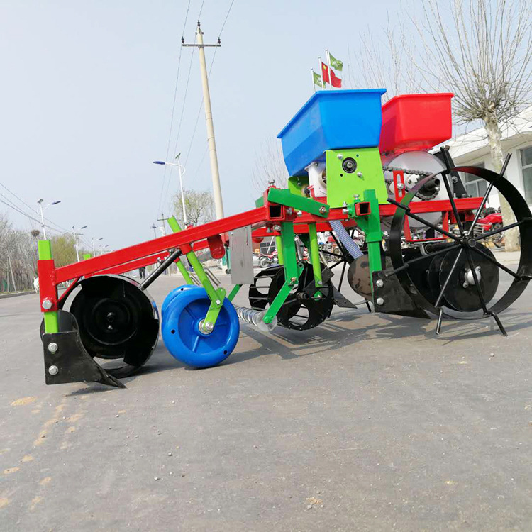 手扶车带花生播种机 单垄两行花生精播机下粒一次1-2粒播种施肥