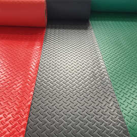 塑胶地毯防滑防火pvc地板革地胶定制红色绿色灰色卷材钢板铜钱纹