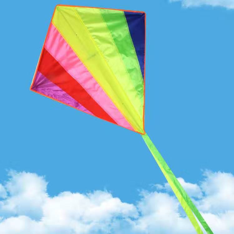新款七彩菱形风筝潍坊风筝 儿童风筝 彩虹风筝微风易飞厂家批发
